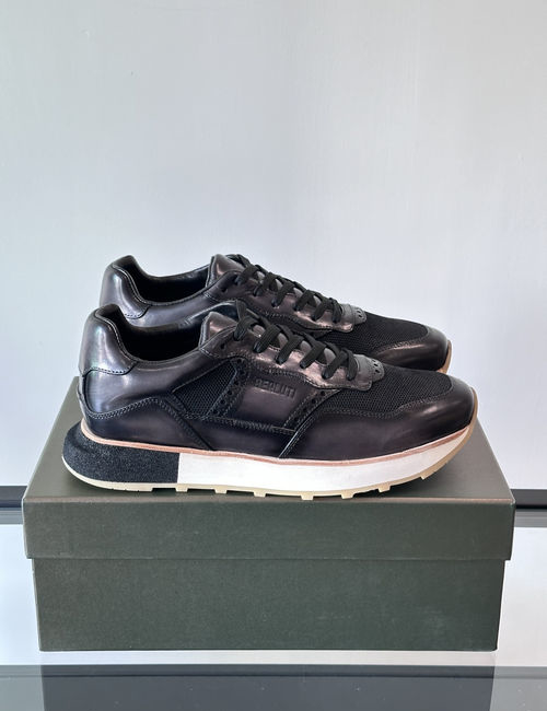 Berluti Stitched Leather Casual Sneakers With Rubber Sole