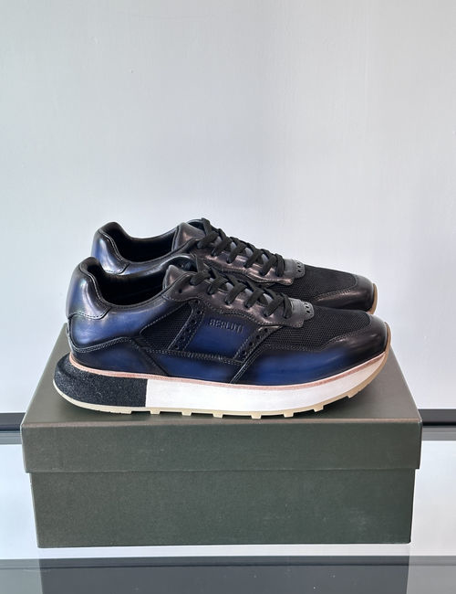 Berluti Stitched Leather Casual Sneakers With Rubber Sole