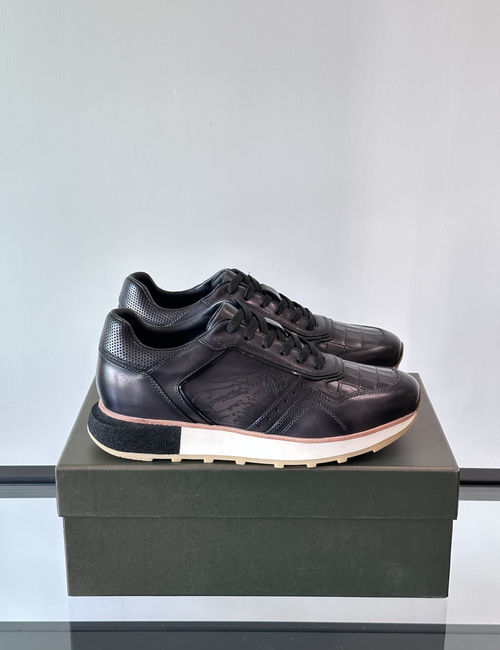 Berluti Stitched Leather Casual Sneakers With Rubber Sole