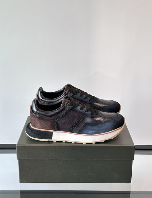 Berluti Stitched Leather Casual Sneakers With Rubber Sole
