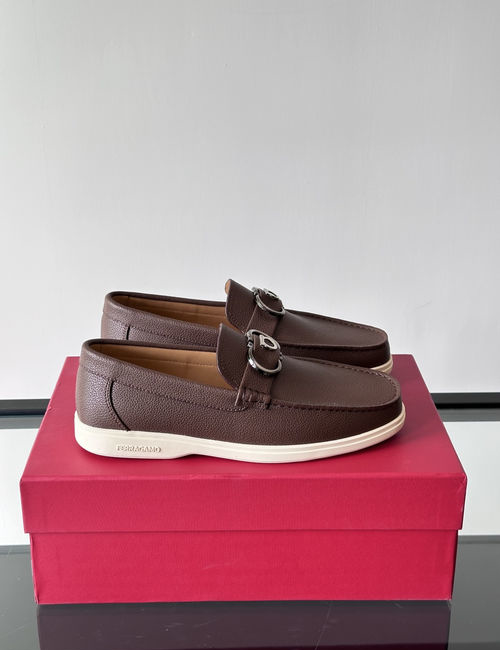 Ferragamo Driving Loafers Imported Calfskin Non-slip Sole