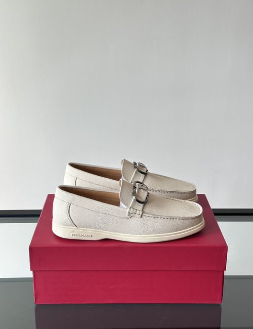 Ferragamo Driving Loafers Imported Calfskin Non-slip Sole