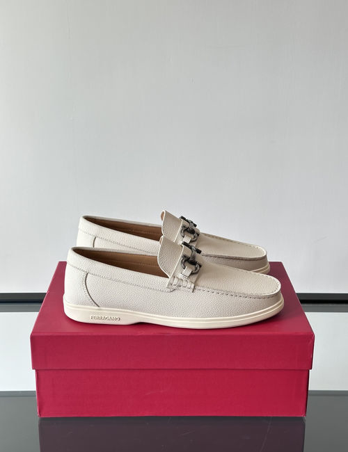 Ferragamo Driving Loafers Imported Calfskin Non-slip Sole