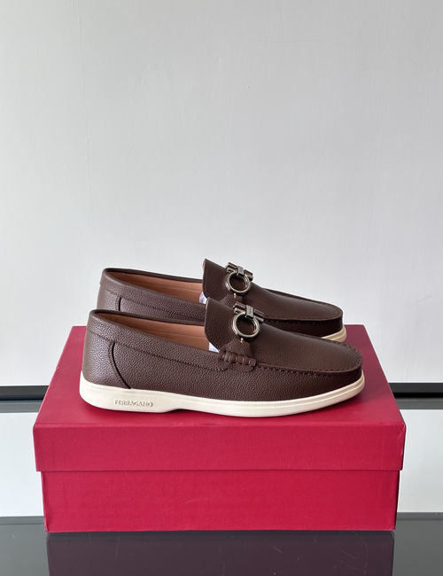 Ferragamo Driving Loafers Imported Calfskin Non-slip Sole