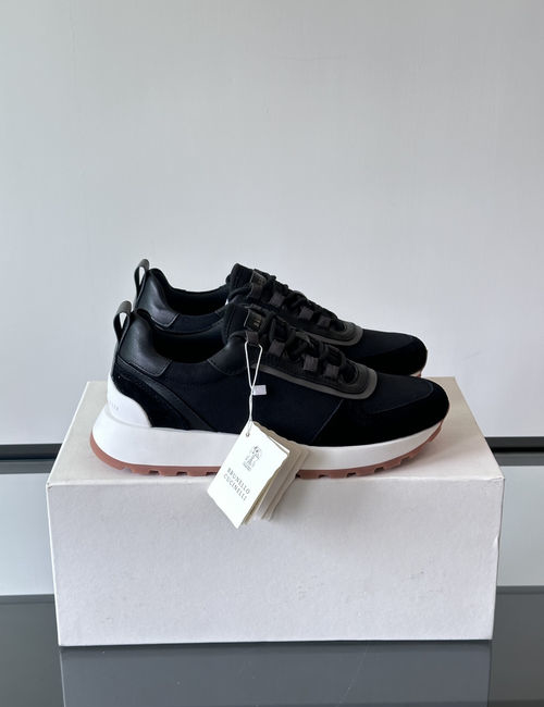 Brunello Cucinelli BC Suede Leather Color-block Sneakers With TPU Sole