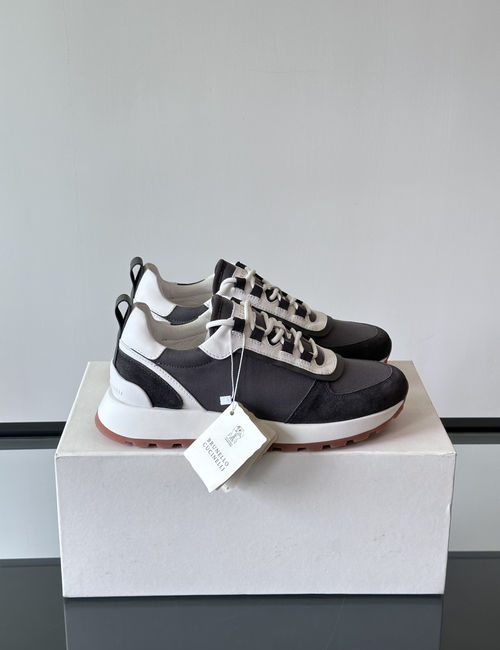 Brunello Cucinelli BC Suede Leather Color-block Sneakers With TPU Sole
