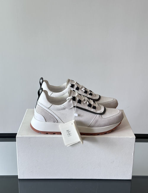 Brunello Cucinelli BC Suede Leather Color-block Sneakers With TPU Sole