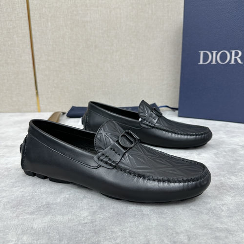 Christian Dior CD Leather Slip-On Loafers With CD Emblem