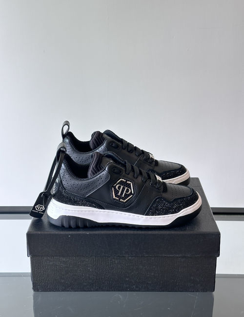 Philipp Plein Rhinestone Leather Low-top Casual Shoes