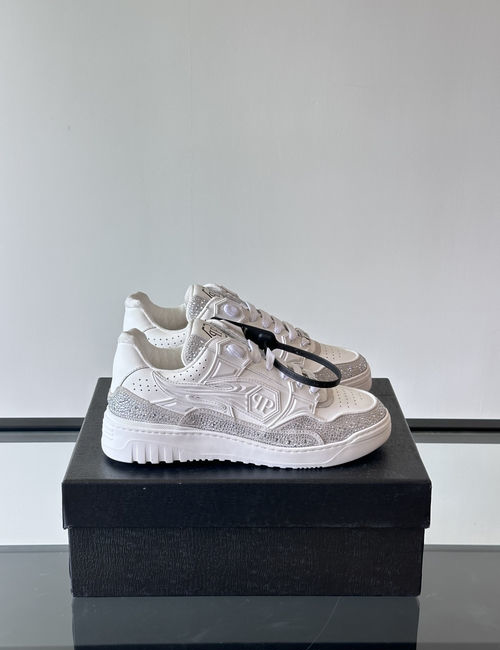 Philipp Plein Rhinestone Embellished Leather Low-top Sneakers