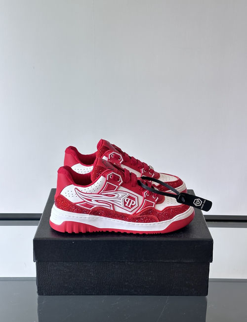 Philipp Plein Rhinestone Embellished Leather Low-top Sneakers
