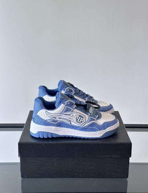 Philipp Plein Rhinestone Embellished Leather Low-top Sneakers