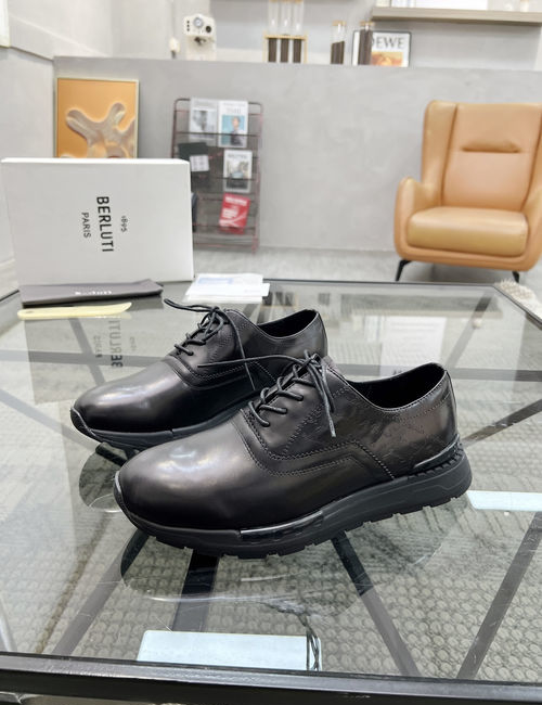 Berluti Stitched Leather Sneakers With Original Sole