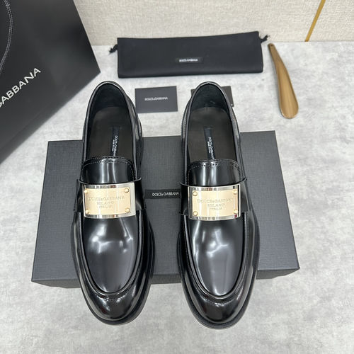 Dolce & Gabbana DG Moccasin Logo Leather Loafers