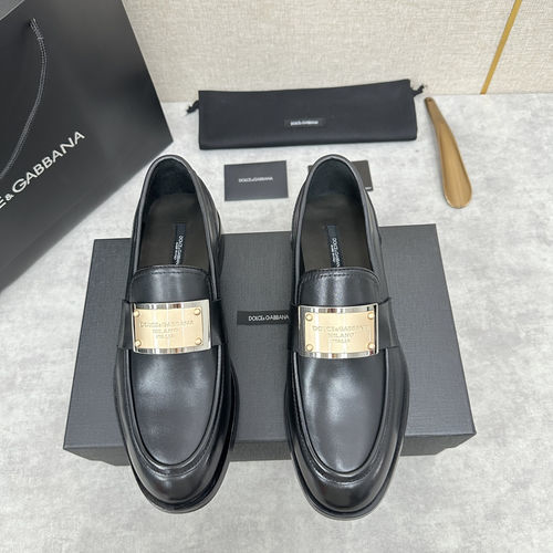 Dolce & Gabbana DG Moccasin Logo Leather Loafers