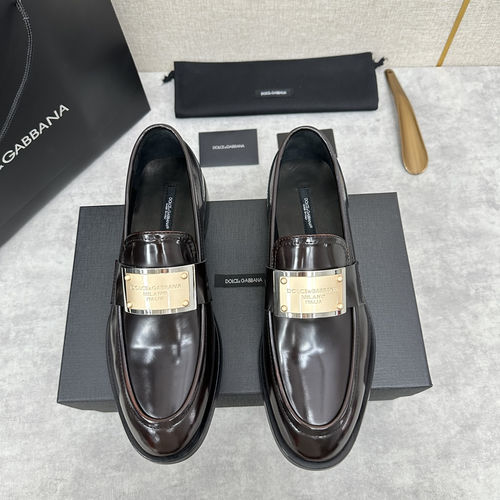 Dolce & Gabbana DG Moccasin Logo Leather Loafers
