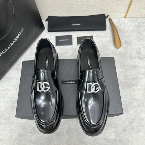 Dolce & Gabbana DG Moccasin Loafer Shoes Leather Upper Leather Lining Rubber Sole