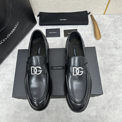 Dolce & Gabbana DG Moccasin Loafer Shoes Leather Upper Leather Lining Rubber Sole