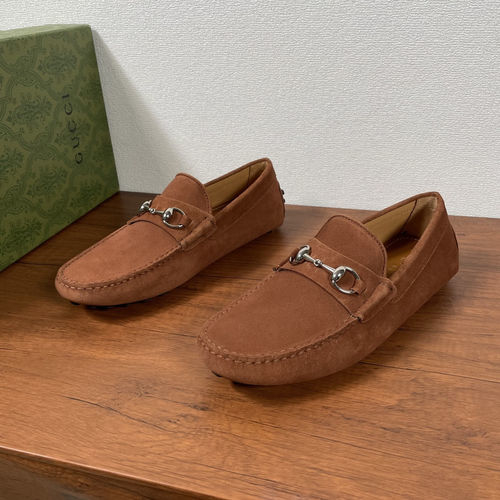 Gucci Smooth Leather Horsebit Loafers Red Brown