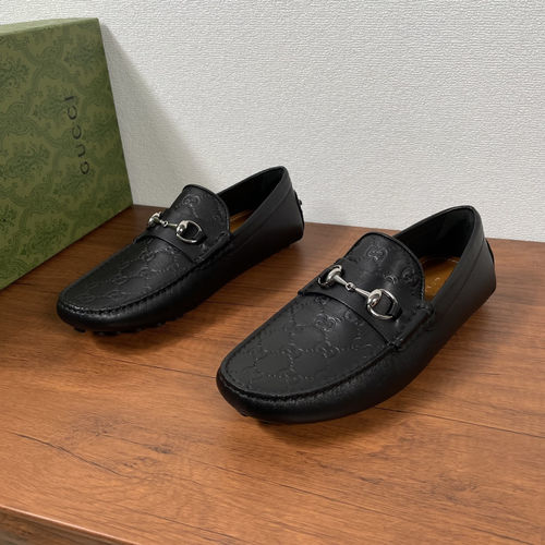 Gucci Gg Embossed Horsebit Loafer Black Leather
