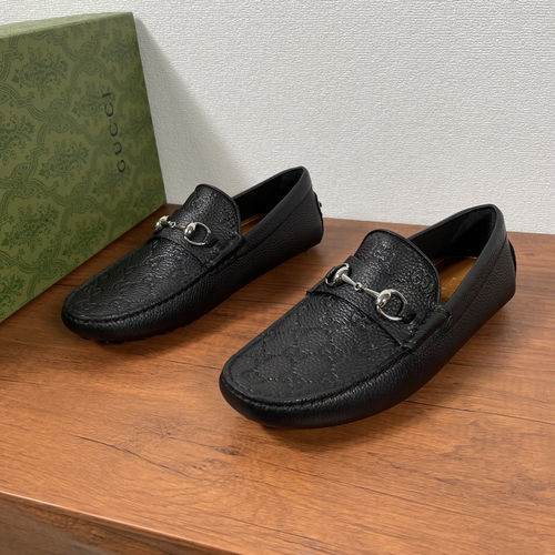 Gucci Gg Embossed Horsebit Loafer Black Litchi Grain