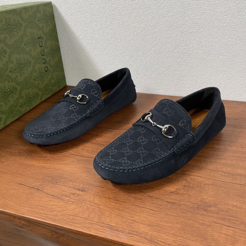 Gucci Embossed Leather Horsebit Loafers