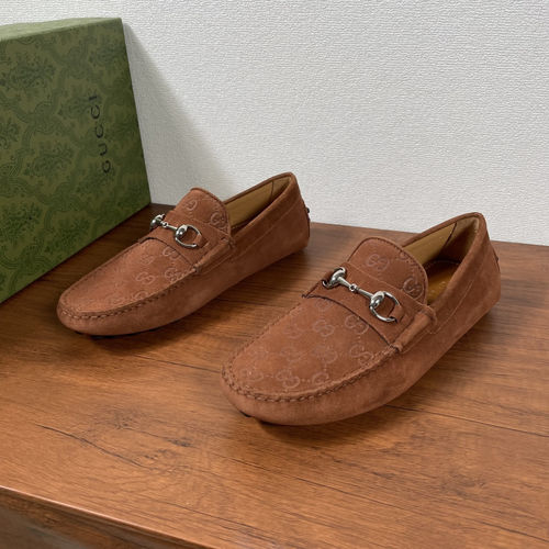 Gucci Embossed Leather Horsebit Loafers