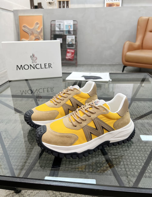 Moncler Premium Leather Canvas Casual Sneakers