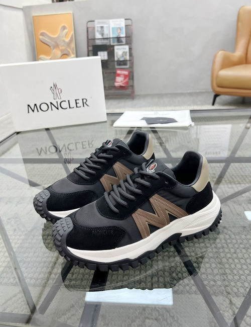 Moncler Premium Leather Canvas Casual Sneakers