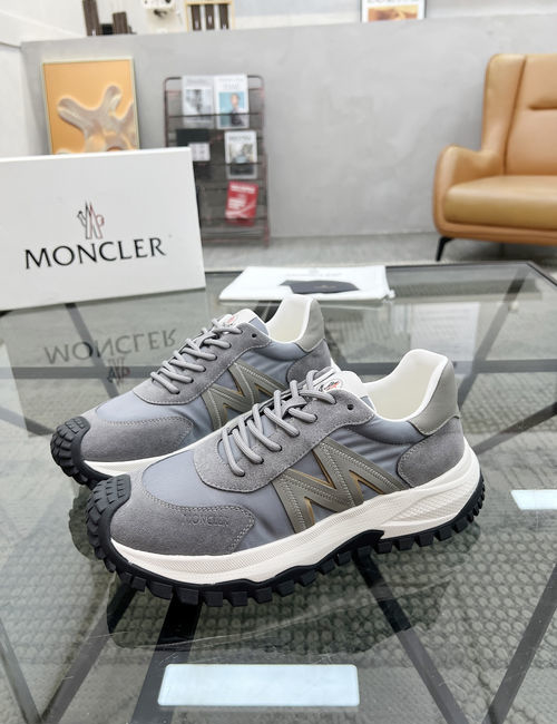 Moncler Premium Leather Canvas Casual Sneakers