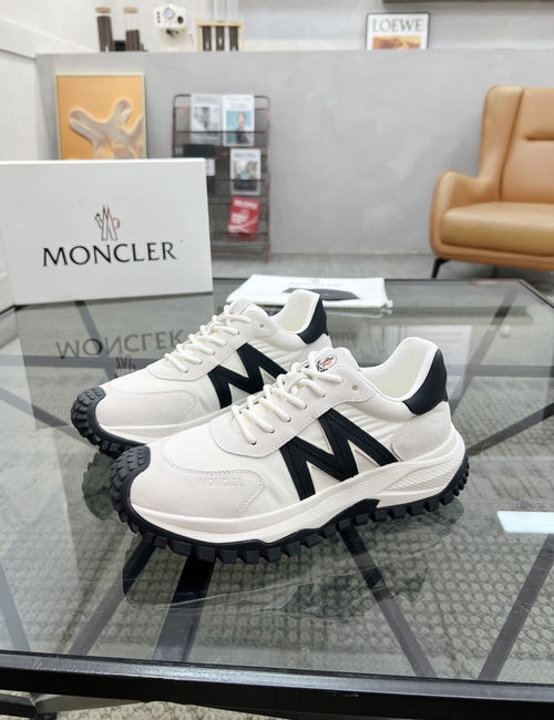 Moncler Premium Leather Canvas Casual Sneakers