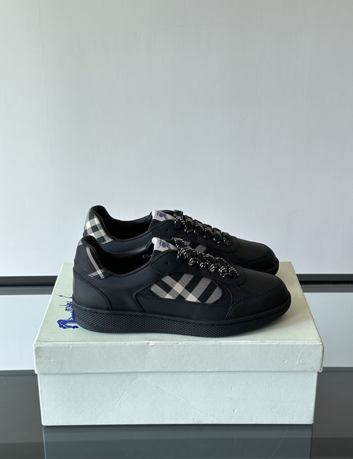 Burberry Vintage Plaid Calfskin Low-top Sneakers