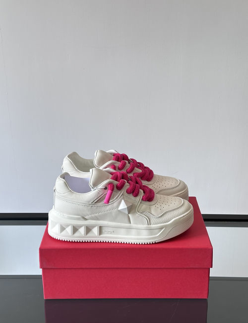 Valentino One Stud Quilted Sneakers With Rivets