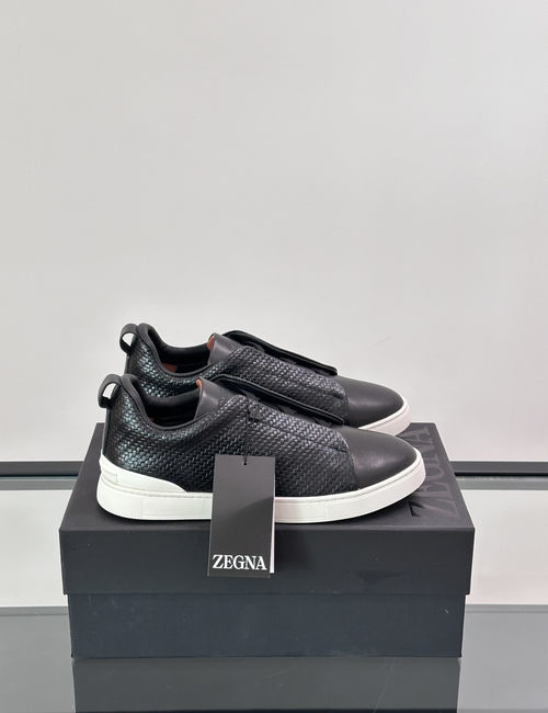 Zegna Low-top Leather Sneakers Non-slip Rubber Sole