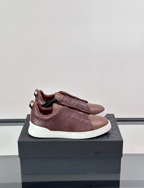 Zegna Low-top Leather Sneakers Non-slip Rubber Sole