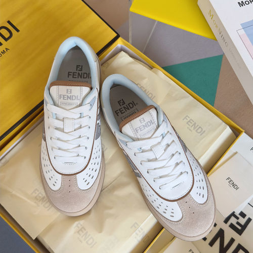 Fendi Match Perforated Leather Sneakers