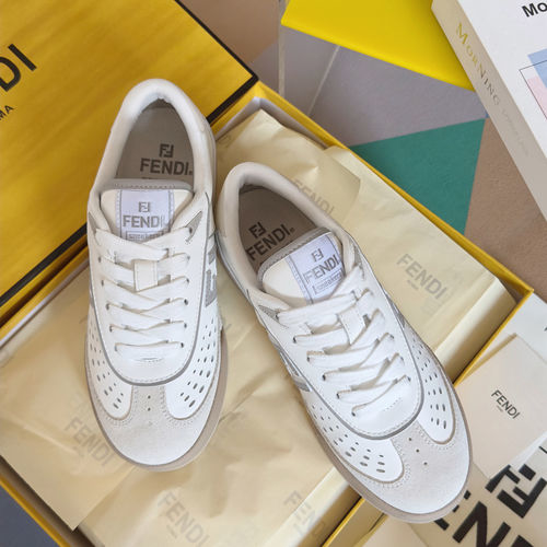 Fendi Match Perforated Leather Sneakers