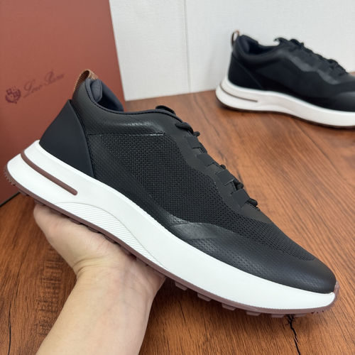 Loro Piana LP Wind Fiber Knit Casual Sneakers With Leather Details
