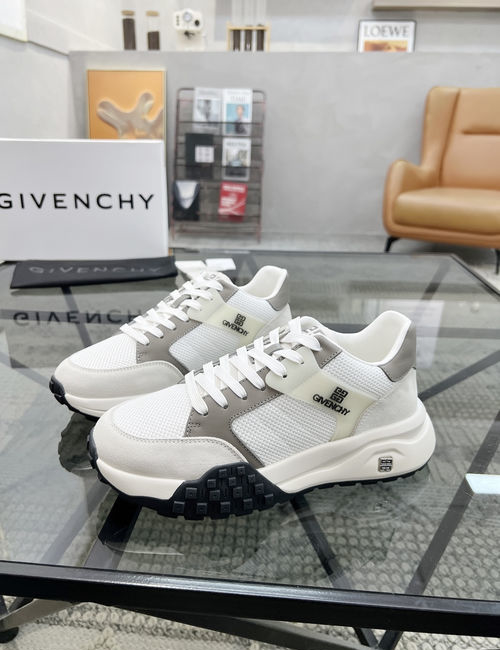 Givenchy Stitched Leather Mesh Sneakers