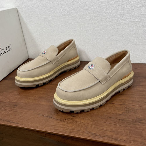 Moncler Leather Loafers With Patterned Rubber Sole