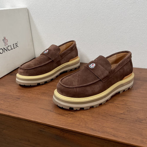 Moncler Leather Loafers With Patterned Rubber Sole