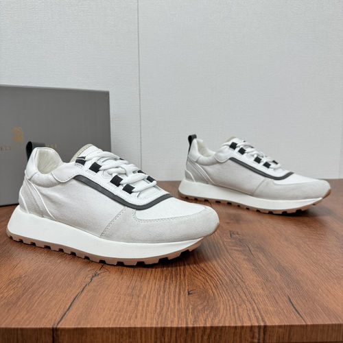 Brunello Cucinelli BC Color-block Suede Leather Sneakers White