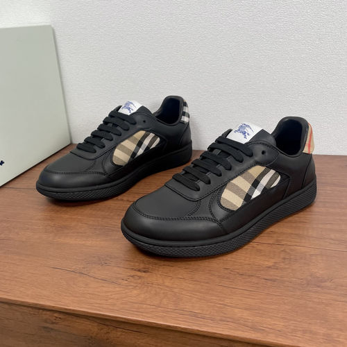 Burberry Terrace Leather Sneakers With Iconic Check Pattern