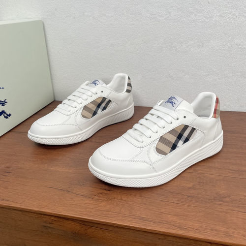 Burberry Terrace Leather Sneakers With Iconic Check Pattern