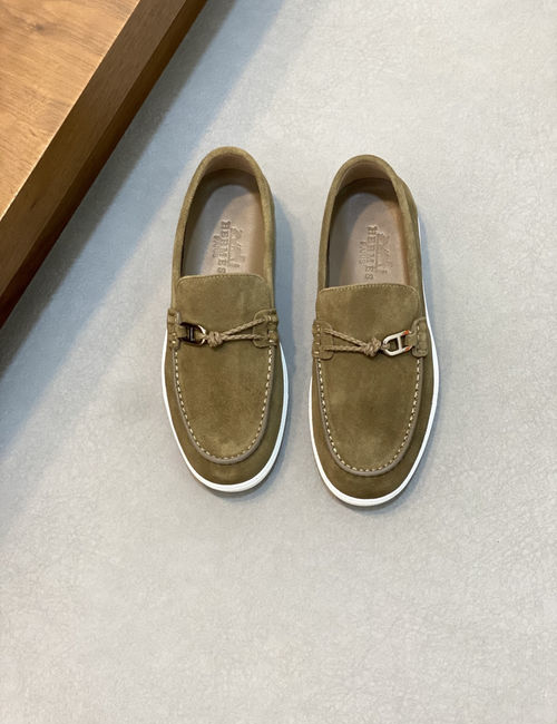 Hermes Stitched Leather Loafers With EVA Outsole