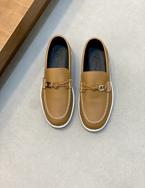 Hermes Stitched Leather Loafers With EVA Outsole