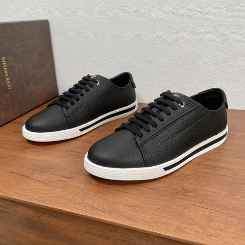 Stefano Ricci Grain Leather Sneakers Black