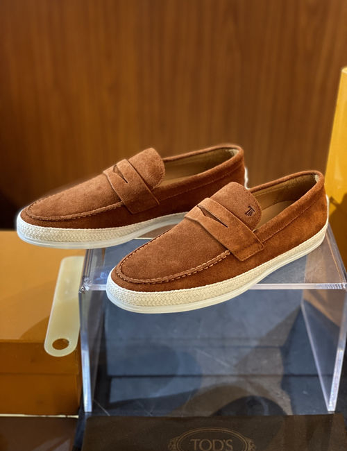 Tods Raffia Cotton Leather Casual Shoes