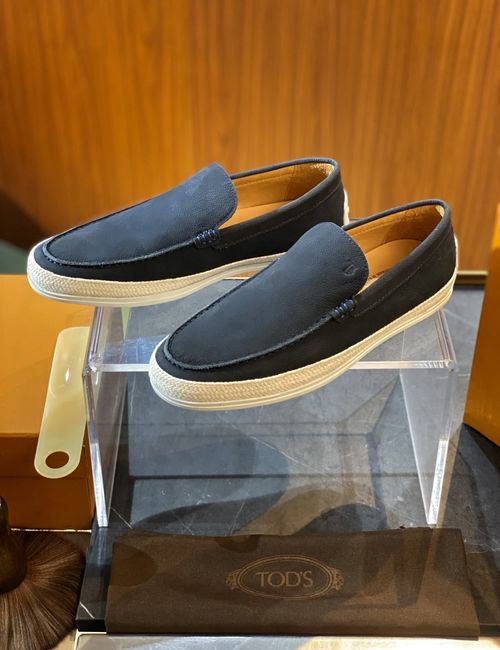 Tods Raffia Cotton Leather Casual Shoes