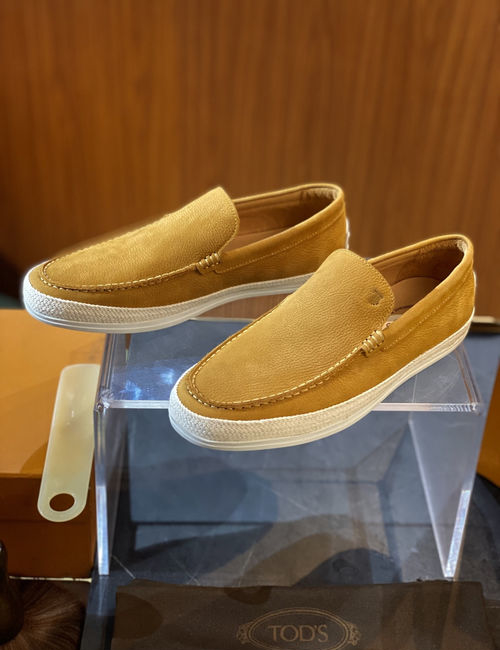 Tods Raffia Cotton Leather Casual Shoes